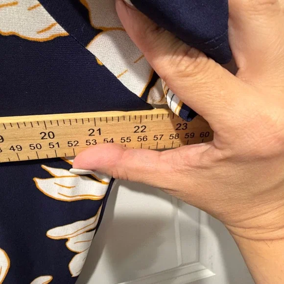 Tahari Women Dress Floral Faux Wrap Navy Blue Short Sleeve XL - Picture 12 of 13